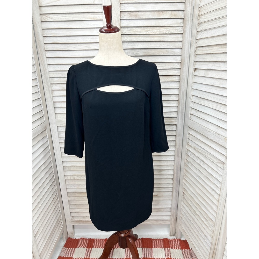 Trina Turk Shift Dress Size 2 Black Cutout Old Money Preppy Little Black Dress
